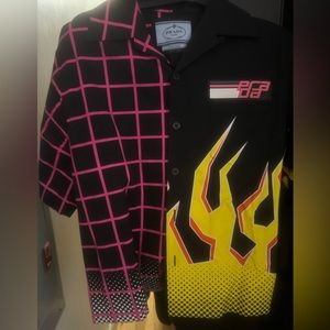 Prada Double Match Flame Poplin Shirt